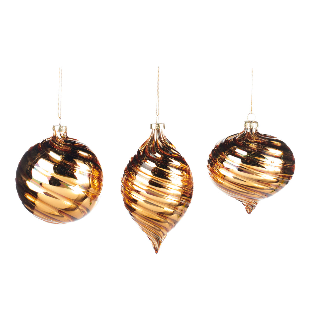 Goodwill Glass Swirl Ball/Finial Ornament 10Cm, Set Of 3, Assortment