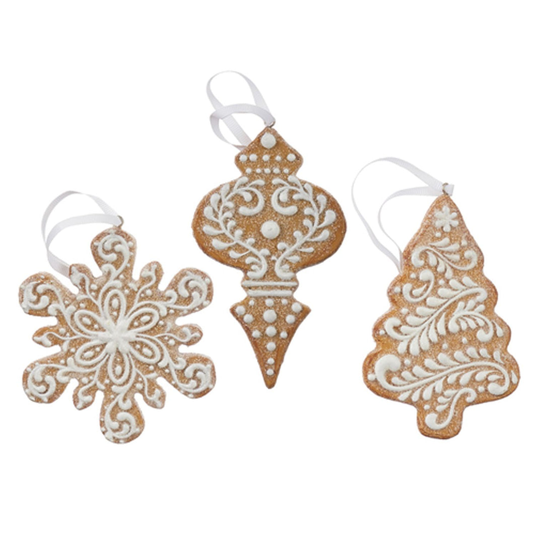 Raz Imports 2021 4.5-inch White Icing Gingerbread Ornament, Assortment of 3