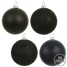Load image into Gallery viewer, Vickerman 2.4&quot; Black 4-Finish Ball Ornament Assortment, 24 Per Box