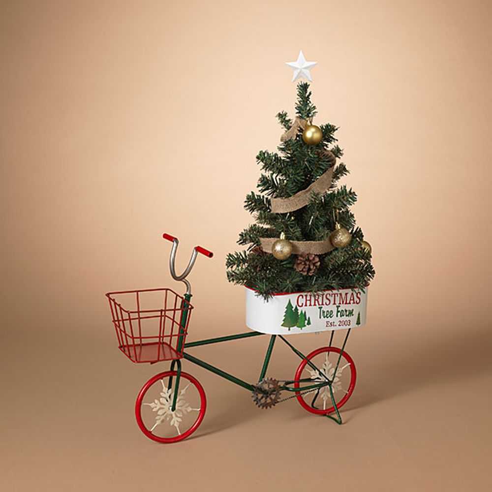 Gerson Company 28.3" Metal Holiday Bicycle W/ Decorative Tree