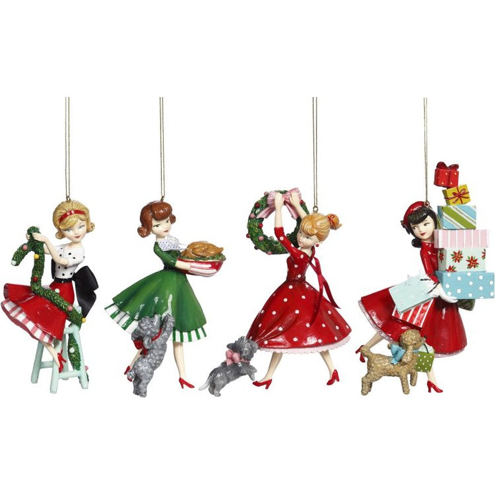 Mark Roberts 2020 Collection Dinner Girl Ornament 6 Inches, Assortment of 4