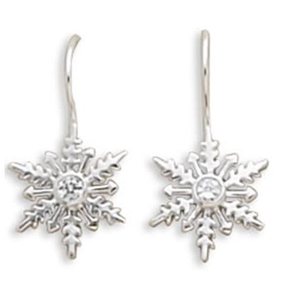 MMA Polished Cz Snowflake Earrings On French Wire
