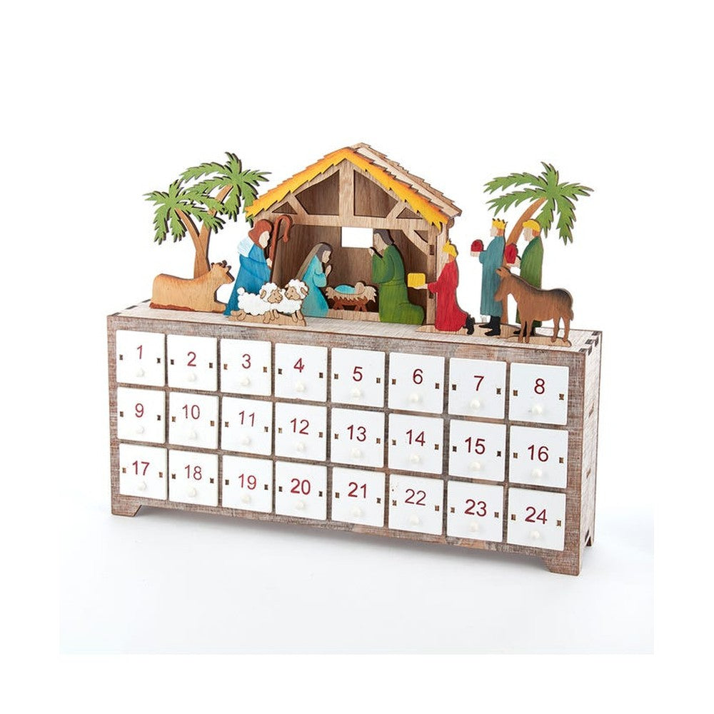 Kurt Adler 10.4" Battery-Operated Light-Up LED Nativity Advent Calendar
