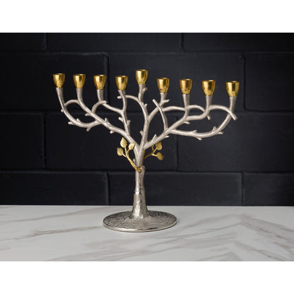 Classic Touch Two Tone Gold And Silver Menorah, 10.5" x 14"
