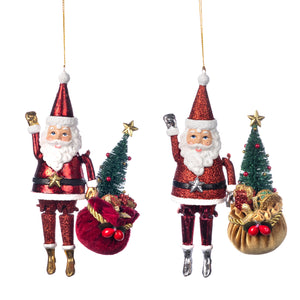 Goodwill Super Santa With Bag Joint.Ornament Red 18Cm, Set Of 2, Assortment