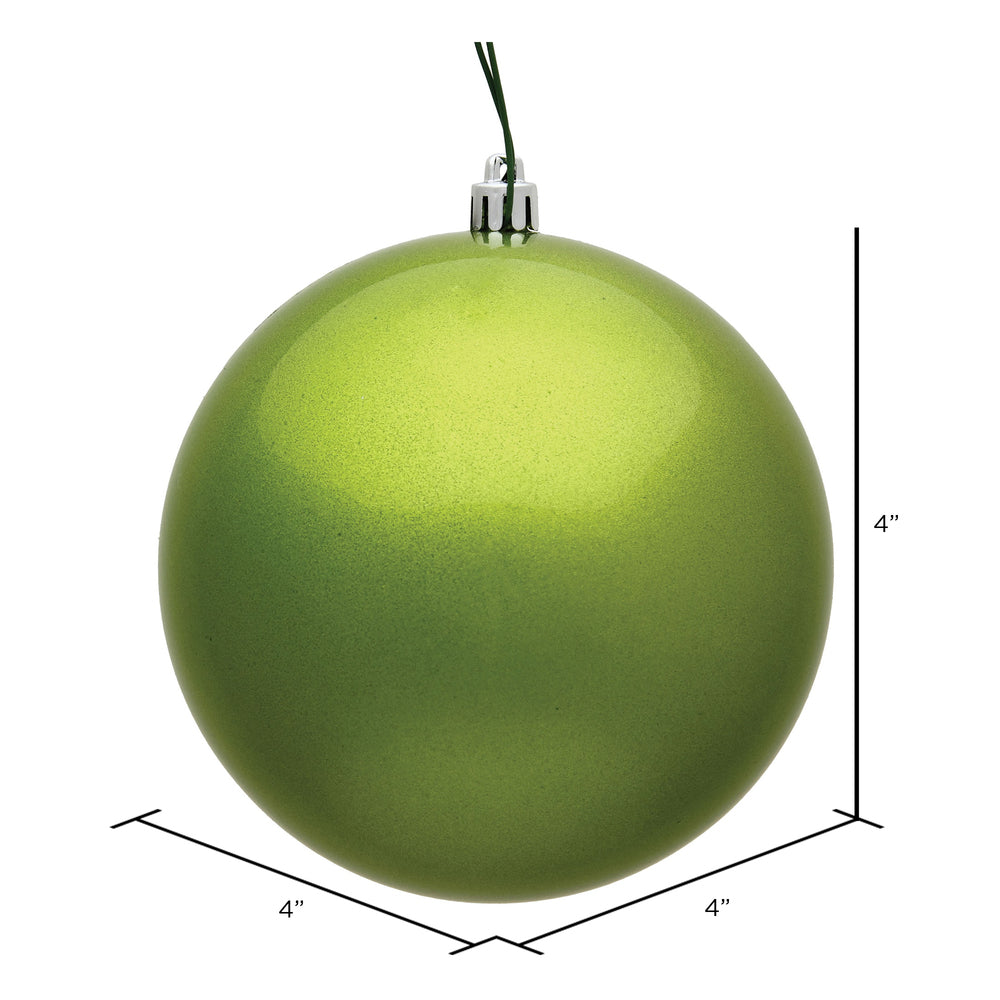 Vickerman 4" Lime Candy Ball Ornament, 6 per Bag, Plastic