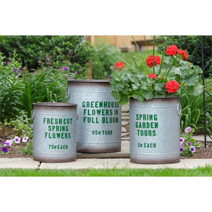 Your Heart's Delight Set of 3 Pails - Greenhouse Flowers