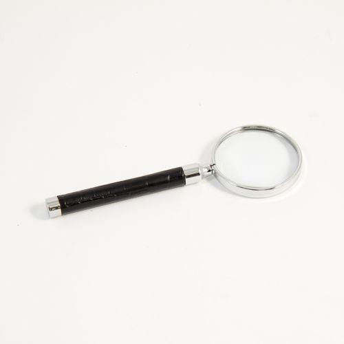 Black "Croco" Leather Magnifier With Silver Plated Accents by Bey Berk