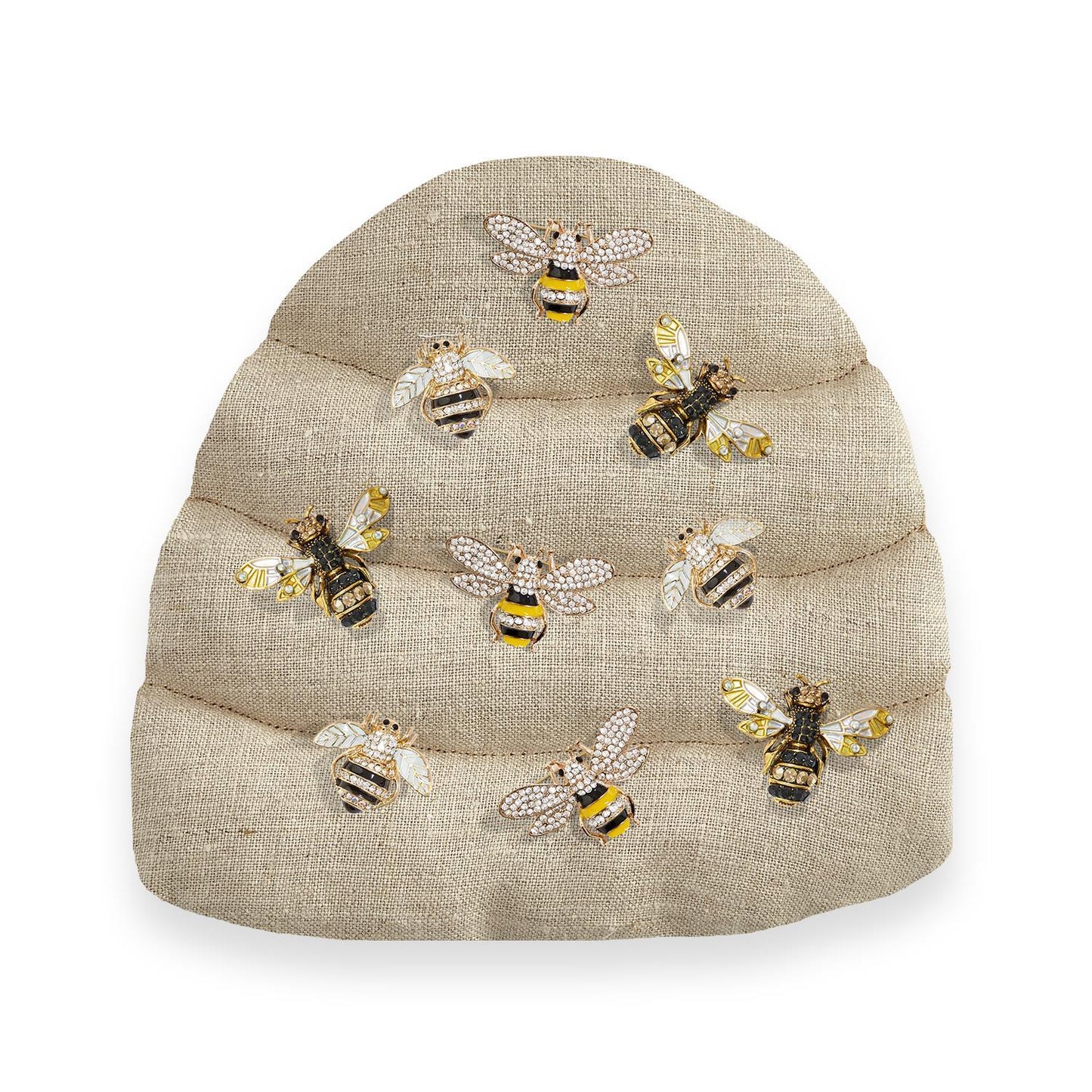 Two's Company Bee-Utiful 18-Piece Jeweled Bee Pin Unit with Beehive Pillow