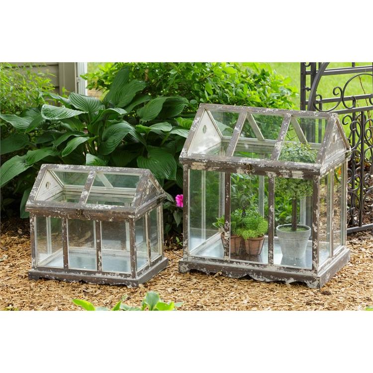 Your Heart's Delight Set of 2 Greenhouse - Wood and Glass