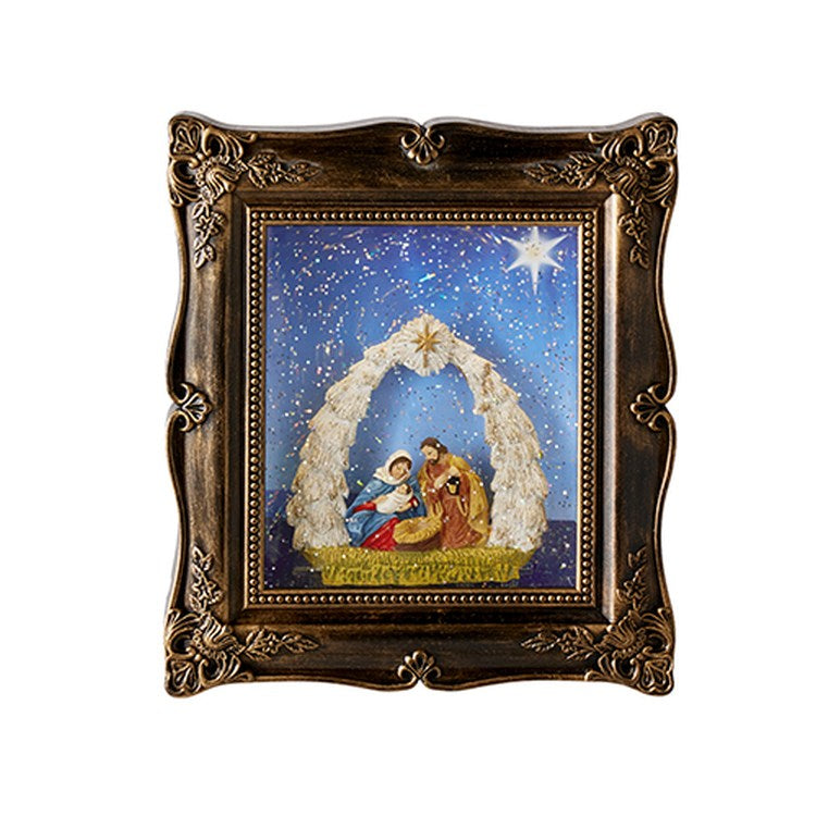 Raz 2022 Holiday Water Lanterns 9" Holy Family Lighted Water Picture Frame