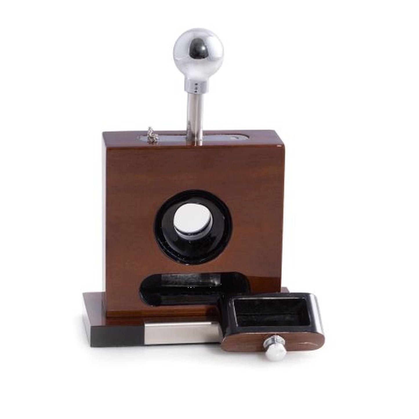 "Walnut" Wood & Stainless Steel Table Top Cigar Cutter