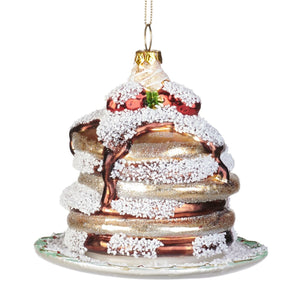 Goodwill Glass Chocolate Stack Of Pancakes Ornament Brown/Red 10Cm