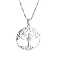 Load image into Gallery viewer, Galway Crystal Tree Of Life Sterling Silver Pendant 3.21 Gms - Rhodium Plated