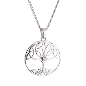 Galway Crystal Tree Of Life Sterling Silver Pendant 3.21 Gms - Rhodium Plated