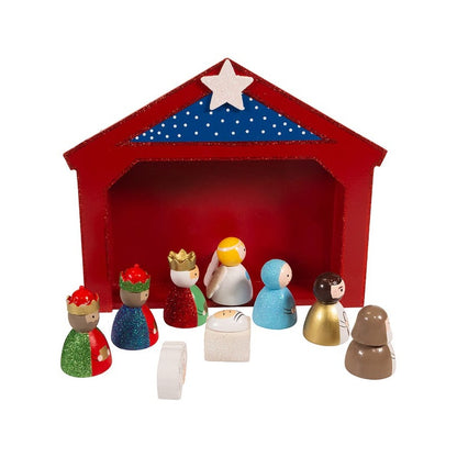 Kurt Adler 9" Miniature Children's Nativity Set, 10-Piece Set