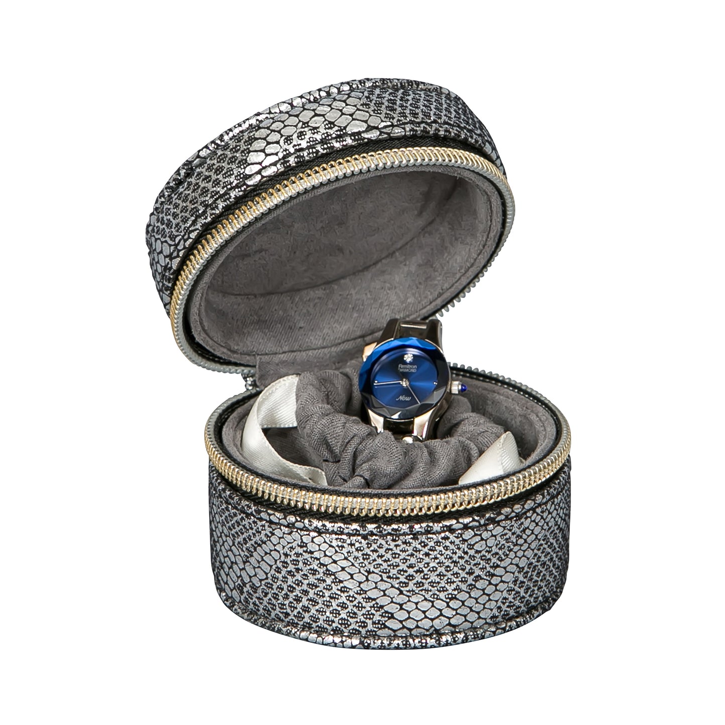 Mele & Co. Gia Travel Jewelry Case Metallic Snakeskin Vegan Leather