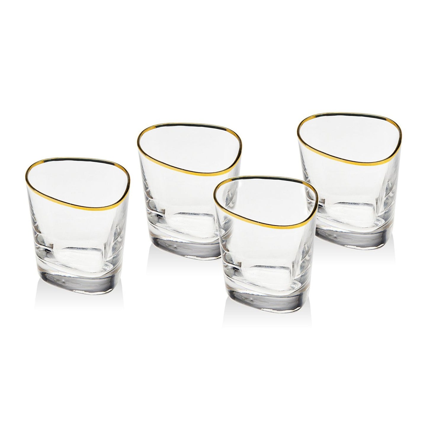 Godinger Cosmos Set of 4 Gold Banded Double Old Fashioned