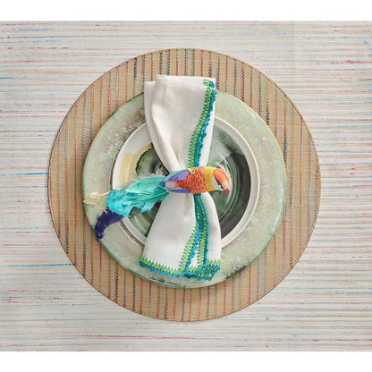 Kim Seybert Frolic Placemat Natural & Multicolor, Set of 4, Plastic, 15" x 15"