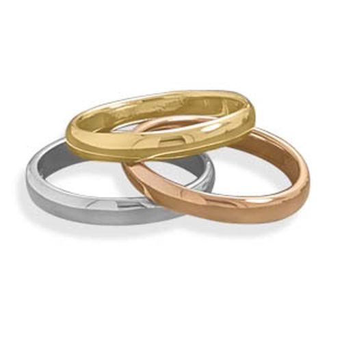 MMA Gold Plate and Rose Gold Plate Triple Band Ring / Size 7
