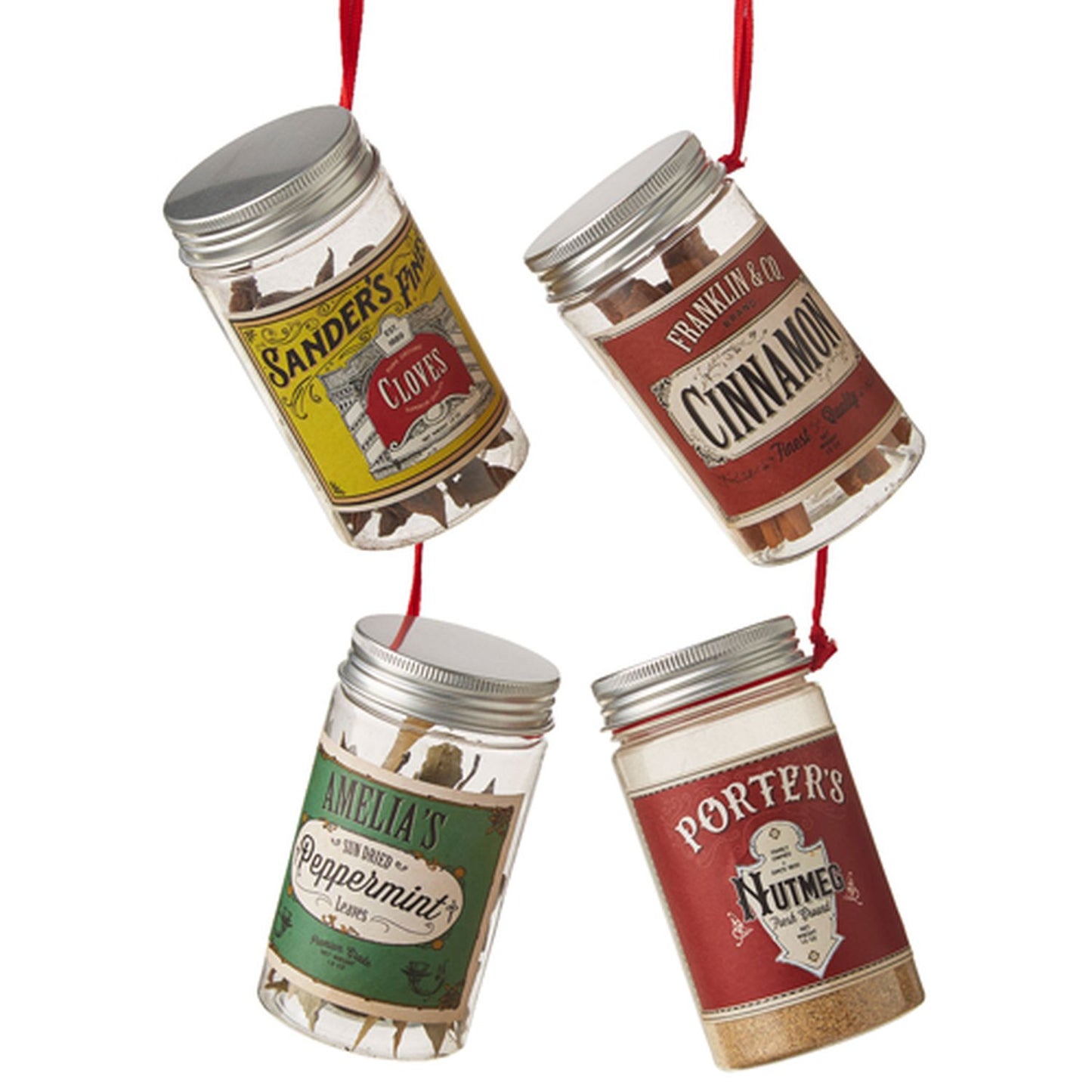 Raz Imports 2021 4-inch Holiday Spice Container Ornament, Assortment of 4