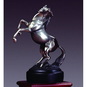Treasure of Nature Rearing Horse Equestrian Figurine, Silver Finish, 8" x 6"