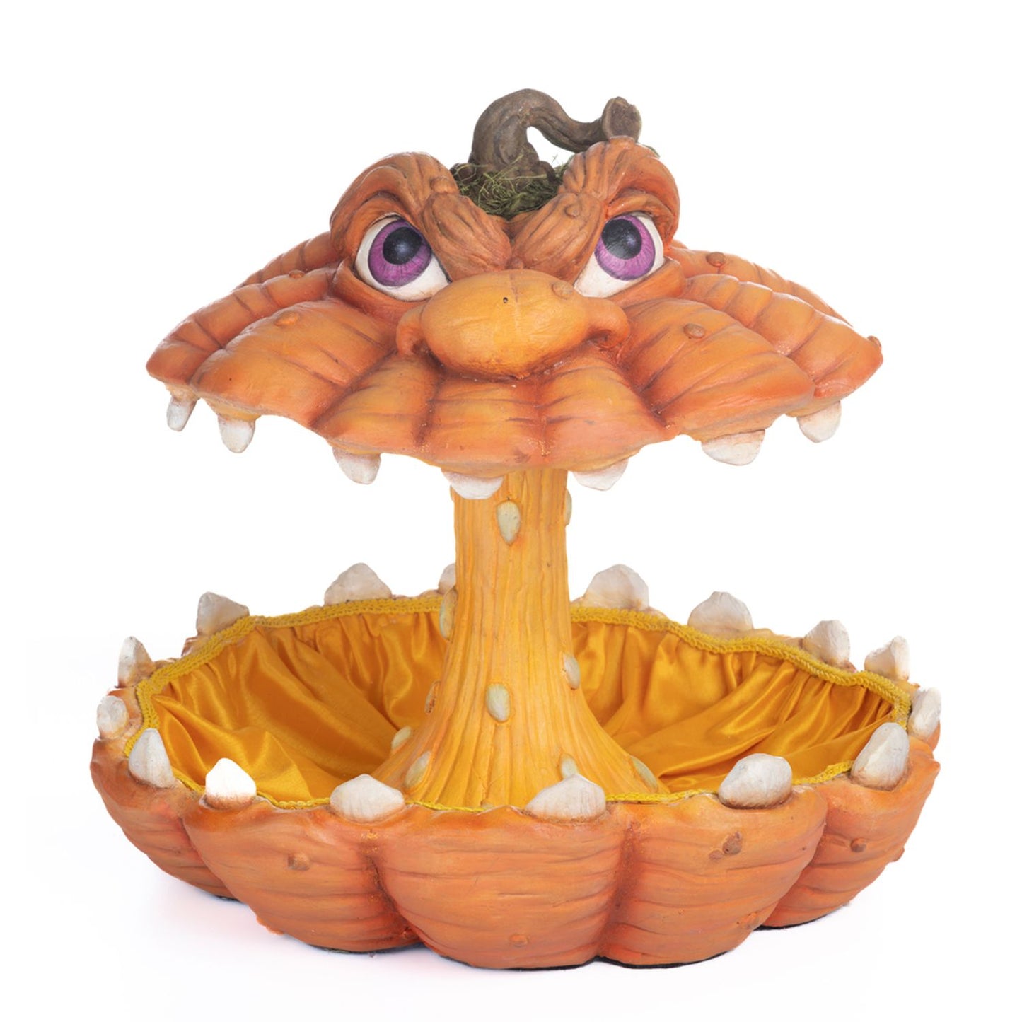 Katherine's Collection 12.5" Oh My Gourd Halloween Pumpkin Candy Bowl, Orange Resin