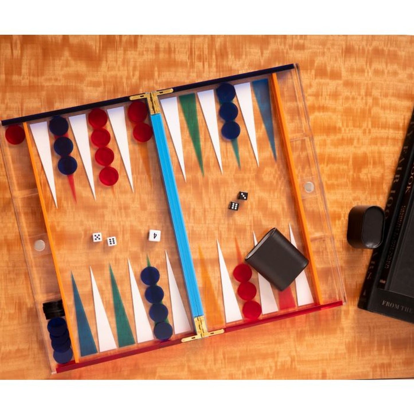 Bey Berk Emmy Acrylic 14" Backgammon Set, Multi Color