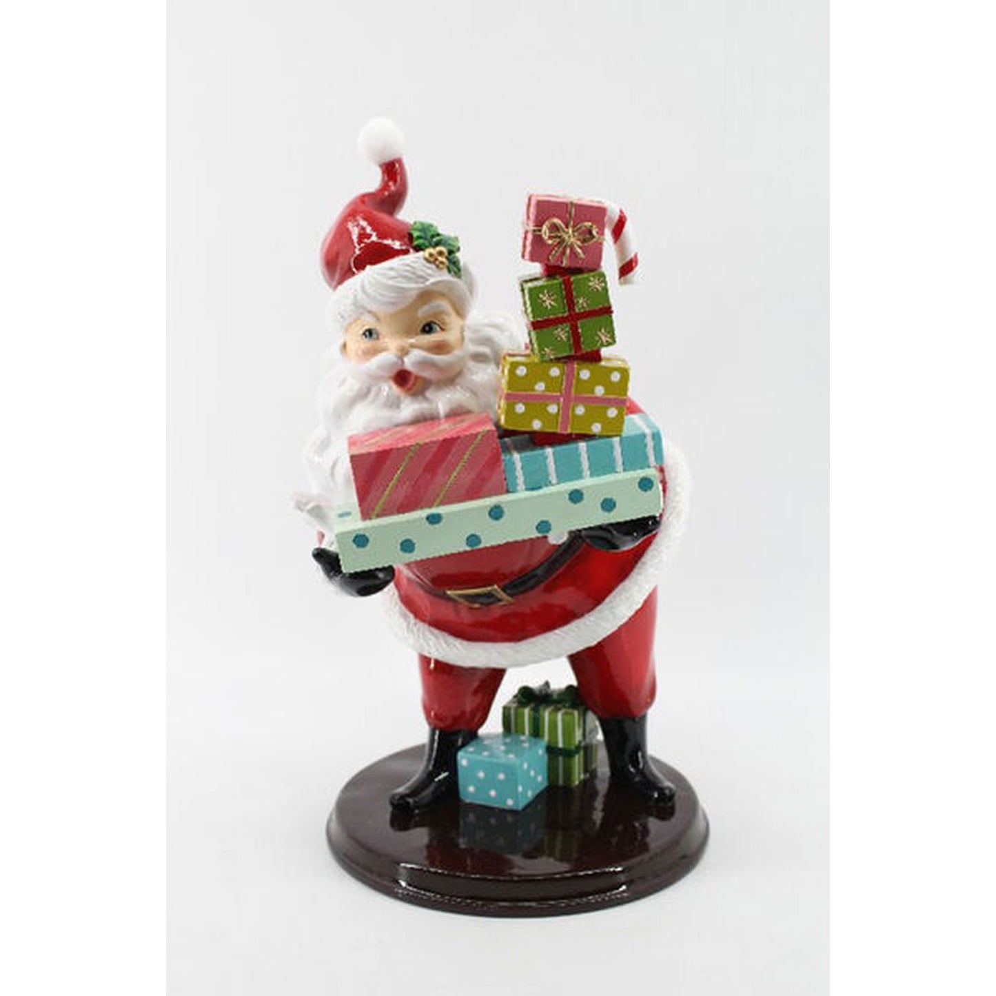 December Diamonds Christmas Carousel Retro Santa With Gifts Figurine