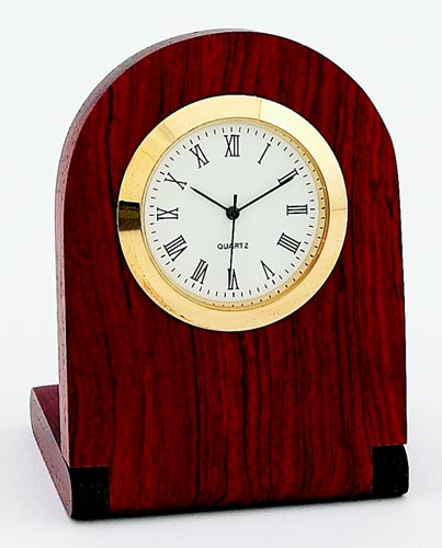 Rosewood Arched Desk Clock with  Folding Stand.