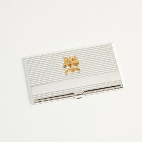 Silver Plated Business Card Case, Gold Plated "Legal" Emblem