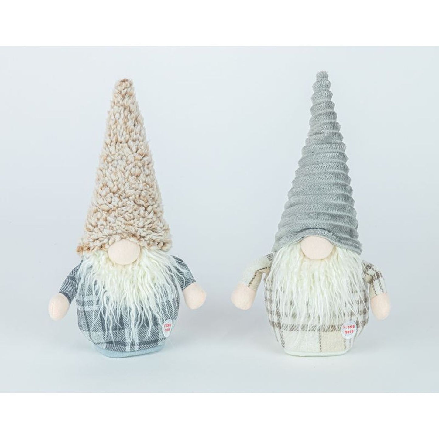 Hanna’s Handiworks Hazel Plaid Merry Wishes Animated Gnome Set Of 2 Assortment