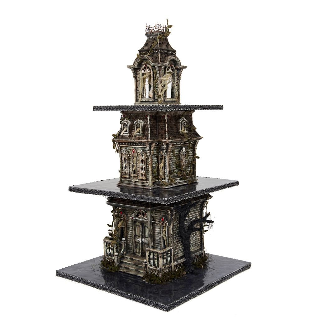Katherine's Collection 2022 Gone Batty Tiered Manor Server, 15.25"x15.25"x28"
