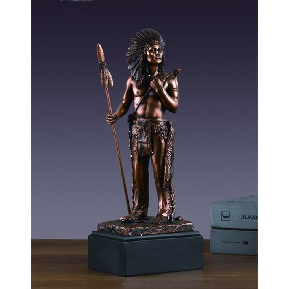 Treasure of Nature Native American Hero Bronze Finish Statue, 12" x 4.5"
