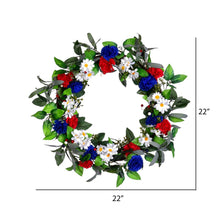Load image into Gallery viewer, Vickerman 22&quot; Artificial Mixed Floral Wreath With Red/White Flowers &amp; Berries
