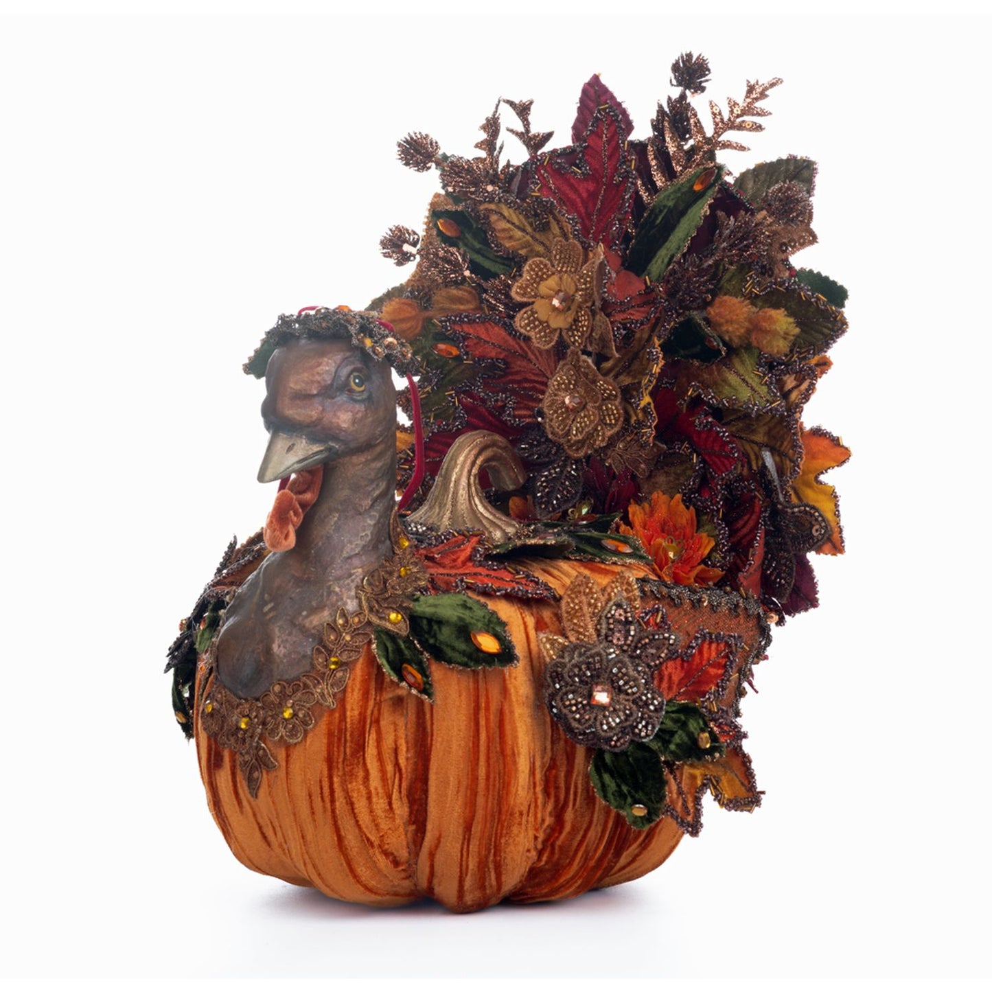 Katherine's Collection 2023 Harvest Forage Pumpkin Turkey, Orange/Brown/Green Resin