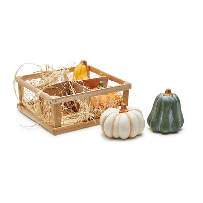 Pumpkin in Wooden Crate 64-Pieces in 2 Styles: Larger Pumpkins & Small Pumpkins