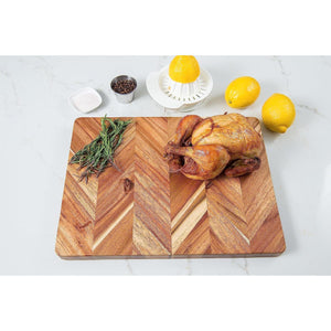Acacia Rectangular Cutting/Serve Board With Inset Handles And Well, Medium