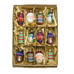 Kurt Adler Early Years Glass Ornament, 12 Pieces, MultiColor