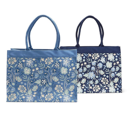 Two's Company Blue Floral Tote Bag with Inside Pocket Assorted 2 Designs