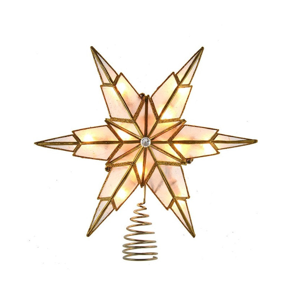 Kurt Adler 9" UL 10-Light Capiz Gold Star Treetop