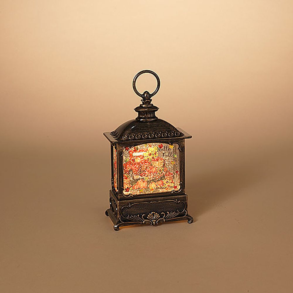 Gerson Company 8.75" B/O Lighted Spinning Water Globe Harvest Lantern