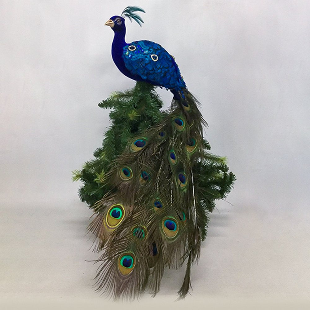 Katherine's Collection 2020 Coastal Dreams Exotic Peacock Tree Topper Green Resin