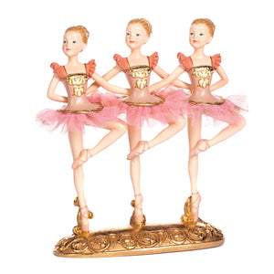 Goodwill Row Of 3 Dancing Ballerinas Two-tone Pink/Gold 20.5Cm