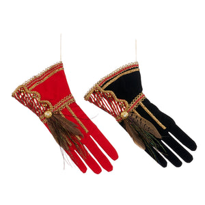 Goodwill Fabric Nutcracker Glove Ornament Red/Black 25.5Cm, Set Of 2, Assortment
