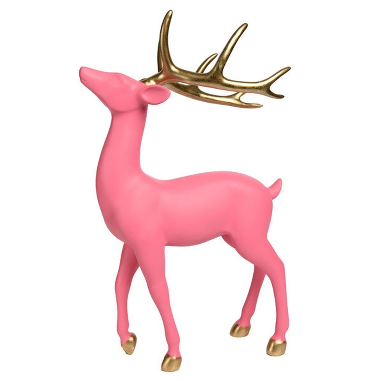 December Diamonds Pink Christmas - Bright Pink Deer With Gold Antlers Figurine