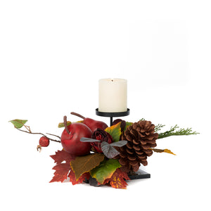 Goodwill Apple/Leaf/Pinecone Candleholder Two-tone Burgundy/Green 38Cm