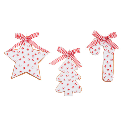 Raz 2023 Jingle & Cocoa 4.5" Peppermint Sprinkles Cookie Ornament, Asst of 3