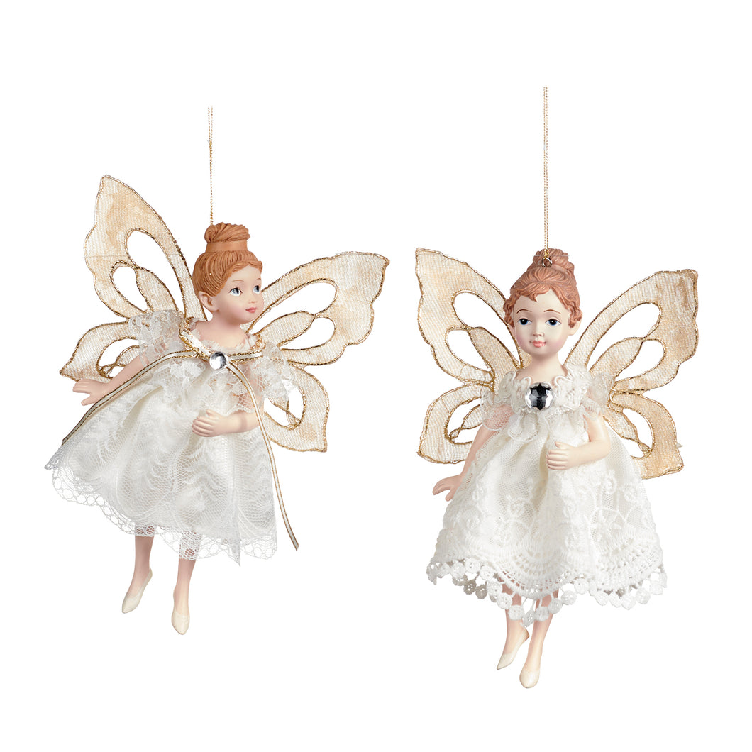 Goodwill Lace Fairy Ornament Gold/Cream 18Cm, Set Of 2, Assortment