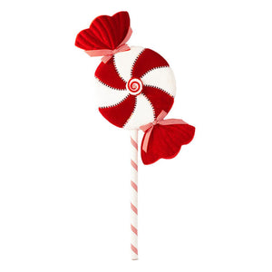 December Diamonds Candy Cane Lace 37" Peppermint Candy Pick.